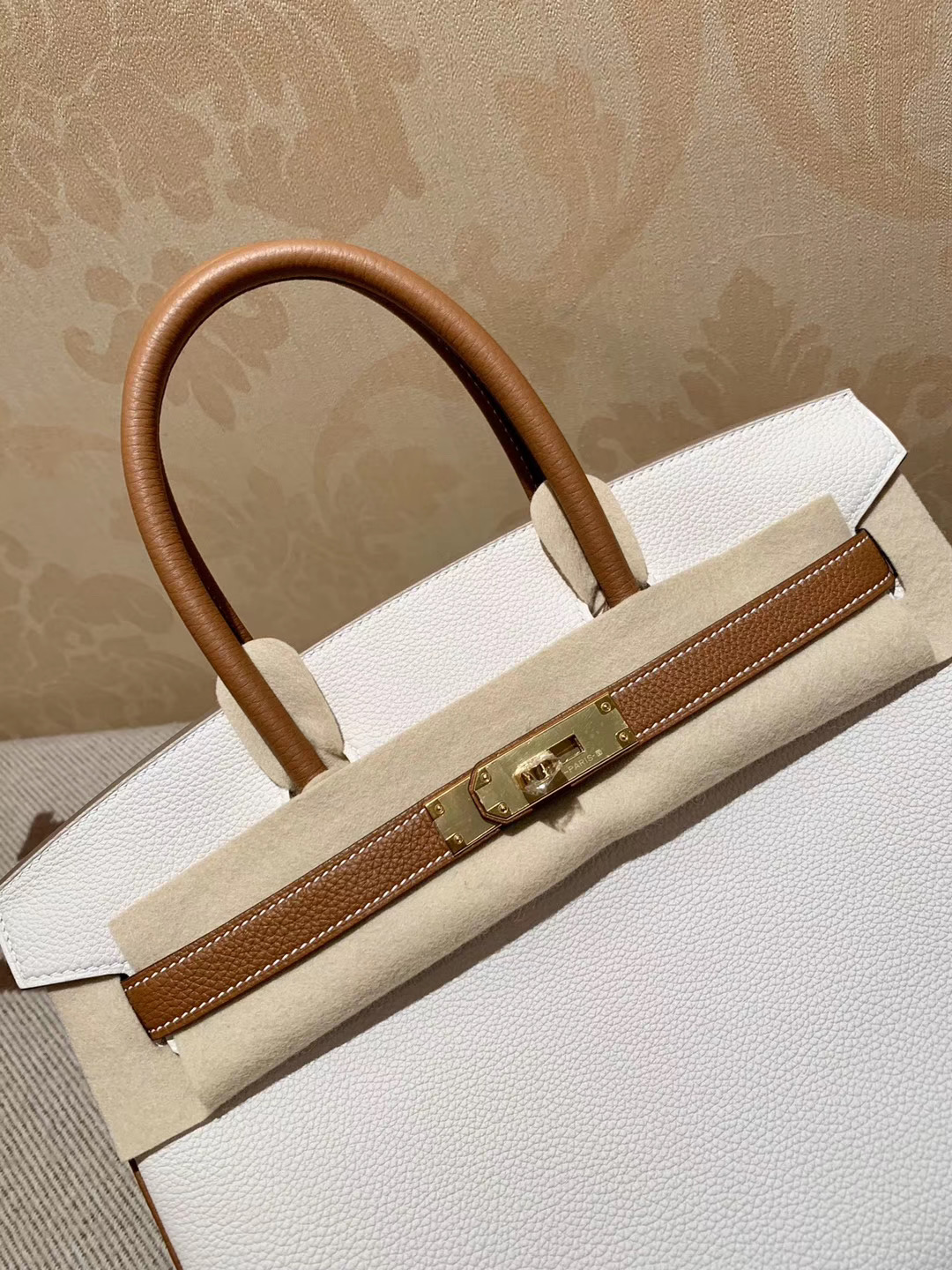 拼色小极品：Birkin 30CM CC37 金棕色 CC10 奶昔白 Togo皮 金扣