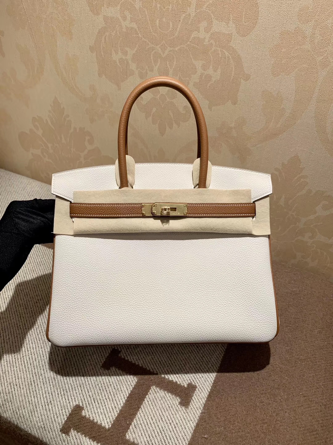 拼色小极品：Birkin 30CM CC37 金棕色 CC10 奶昔白 Togo皮 金扣