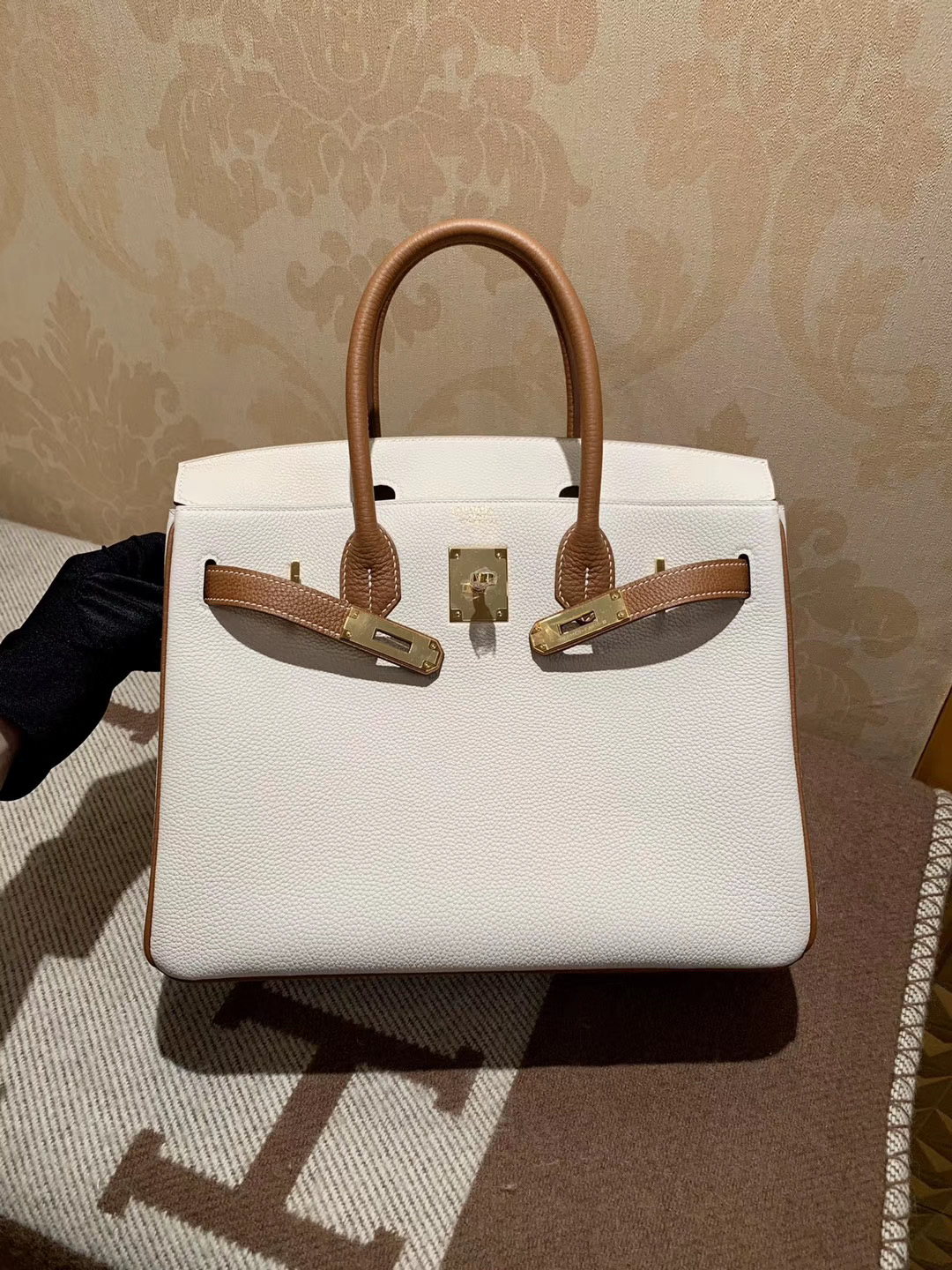 拼色小极品：Birkin 30CM CC37 金棕色 CC10 奶昔白 Togo皮 金扣