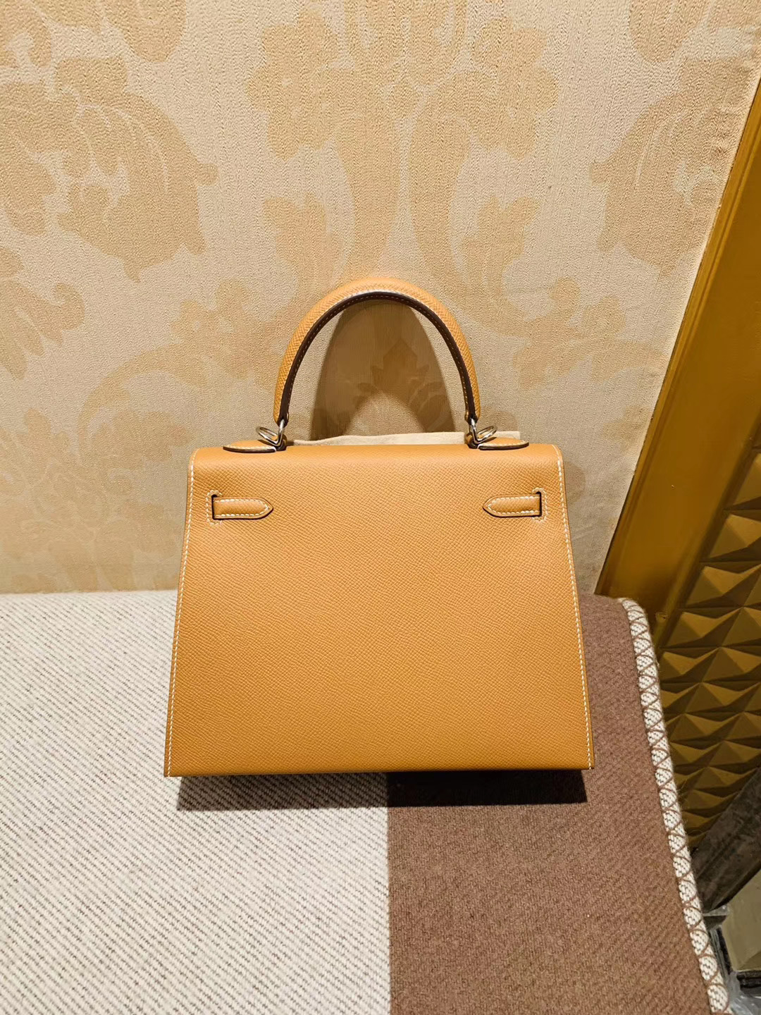 Kelly 凯莉包 25cm Ck37 Gold 金棕色 Epsom 小牛皮 外缝 银扣