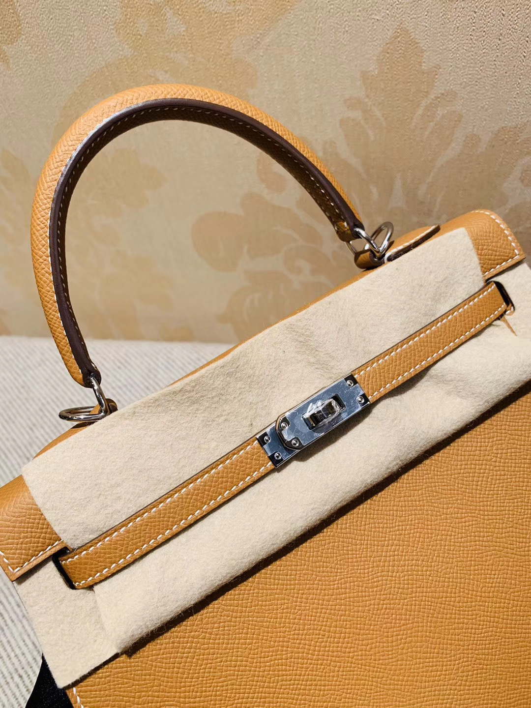 Kelly 凯莉包 25cm Ck37 Gold 金棕色 Epsom 小牛皮 外缝 银扣