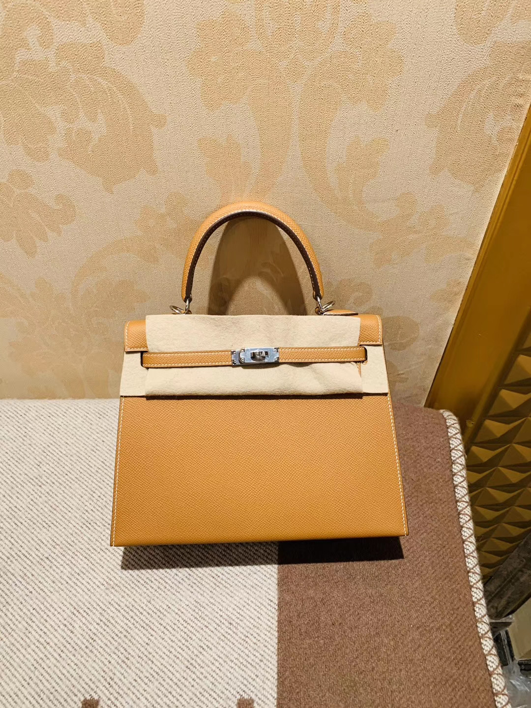 Kelly 凯莉包 25cm Ck37 Gold 金棕色 Epsom 小牛皮 外缝 银扣