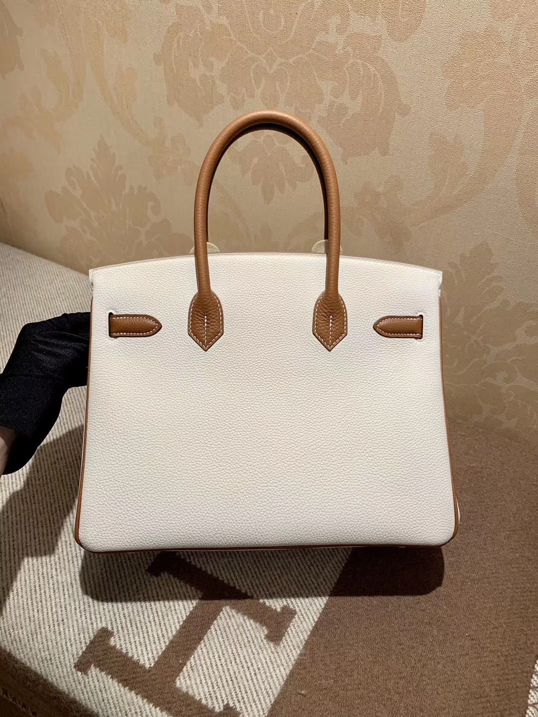 拼色小极品：Birkin 30CM CC37 金棕色 CC10 奶昔白 Togo皮 金扣