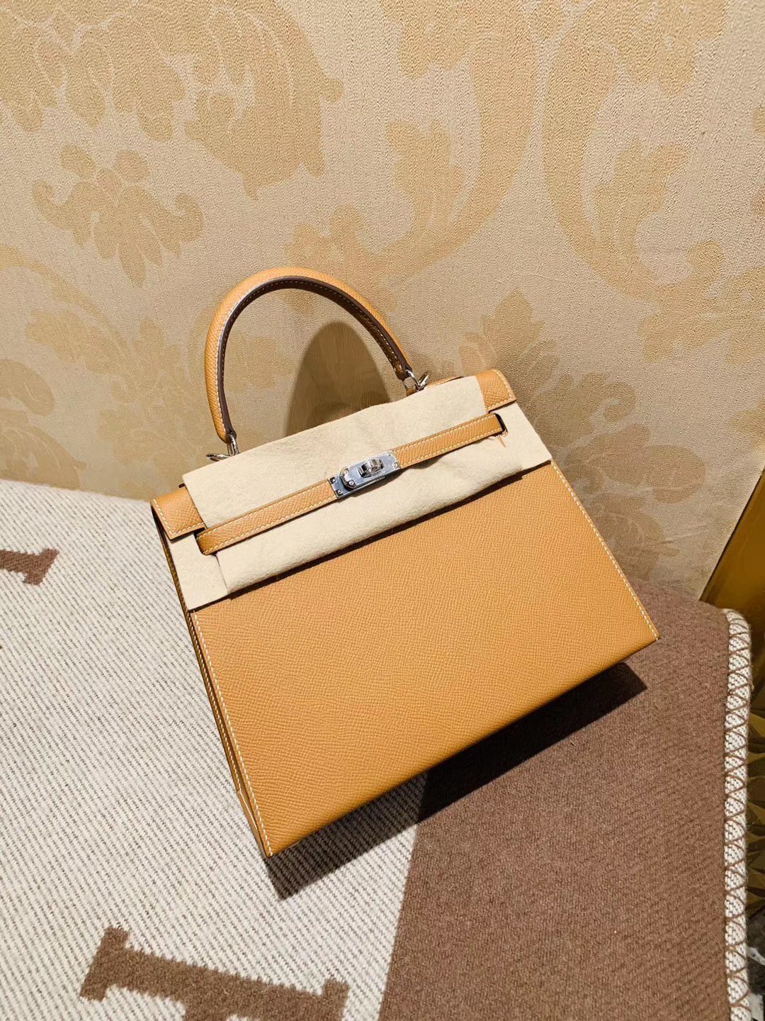 Kelly 凯莉包 25cm Ck37 Gold 金棕色 Epsom 小牛皮 外缝 银扣